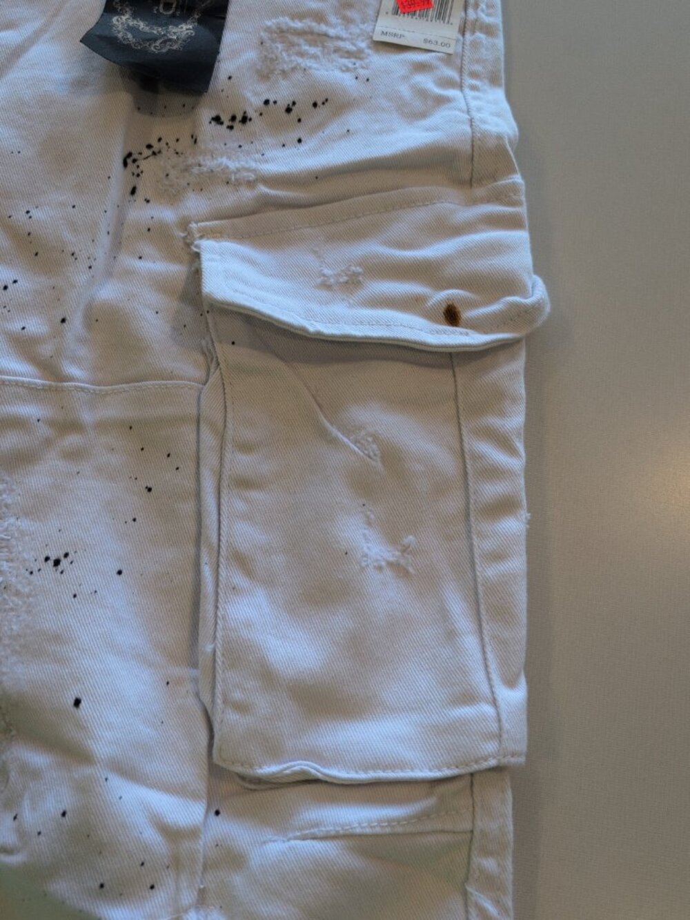 FWRD Denim Shorts Men's Sz 40 Black White Ripped Distressed Grunge Cargo NWT - Picture 11 of 16